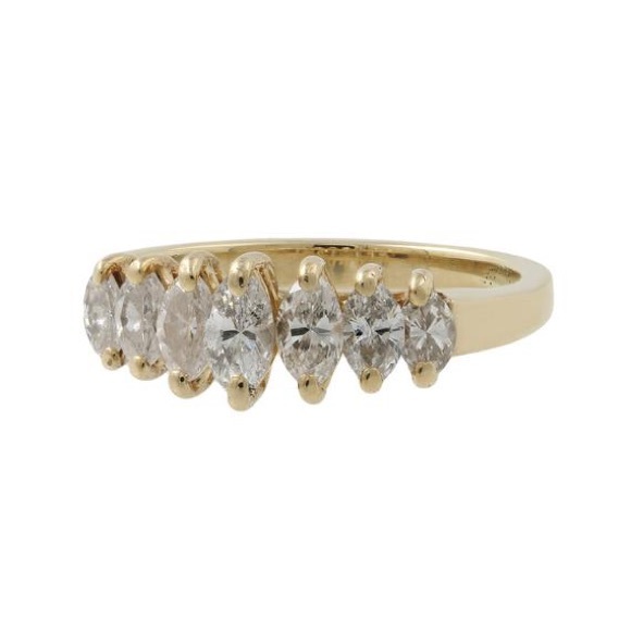 Vintage Jewelry - Vintage 14 Karat Gold Wedding Ring 1980 Marquise